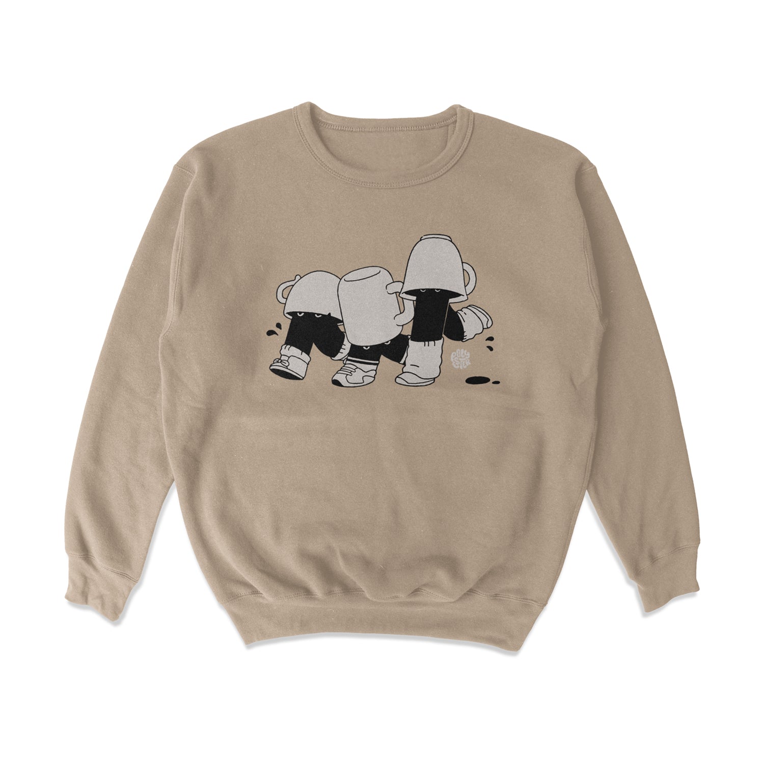 Coffee Characters crewneck fleece sweater