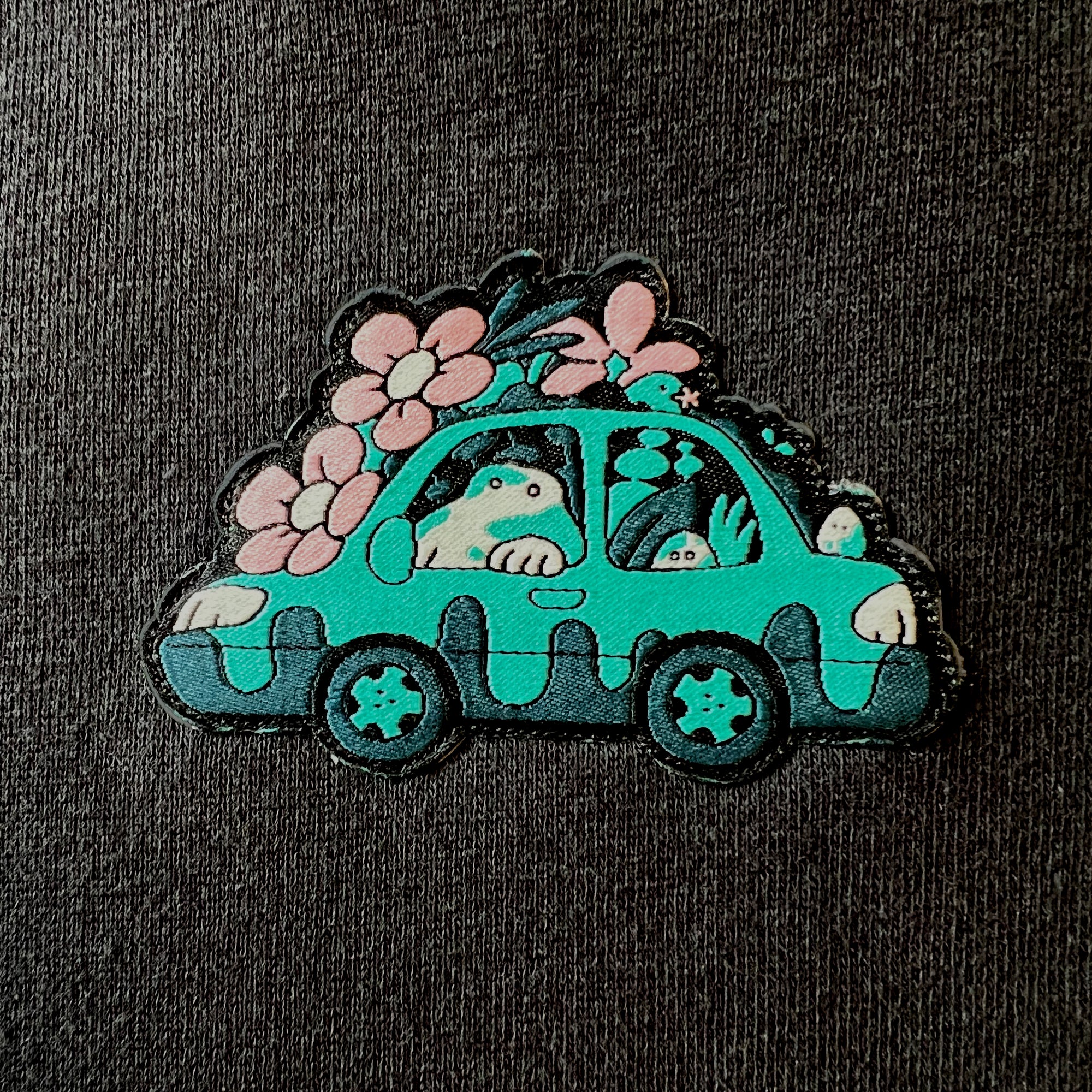 Garden Car patch crewneck fleece sweater