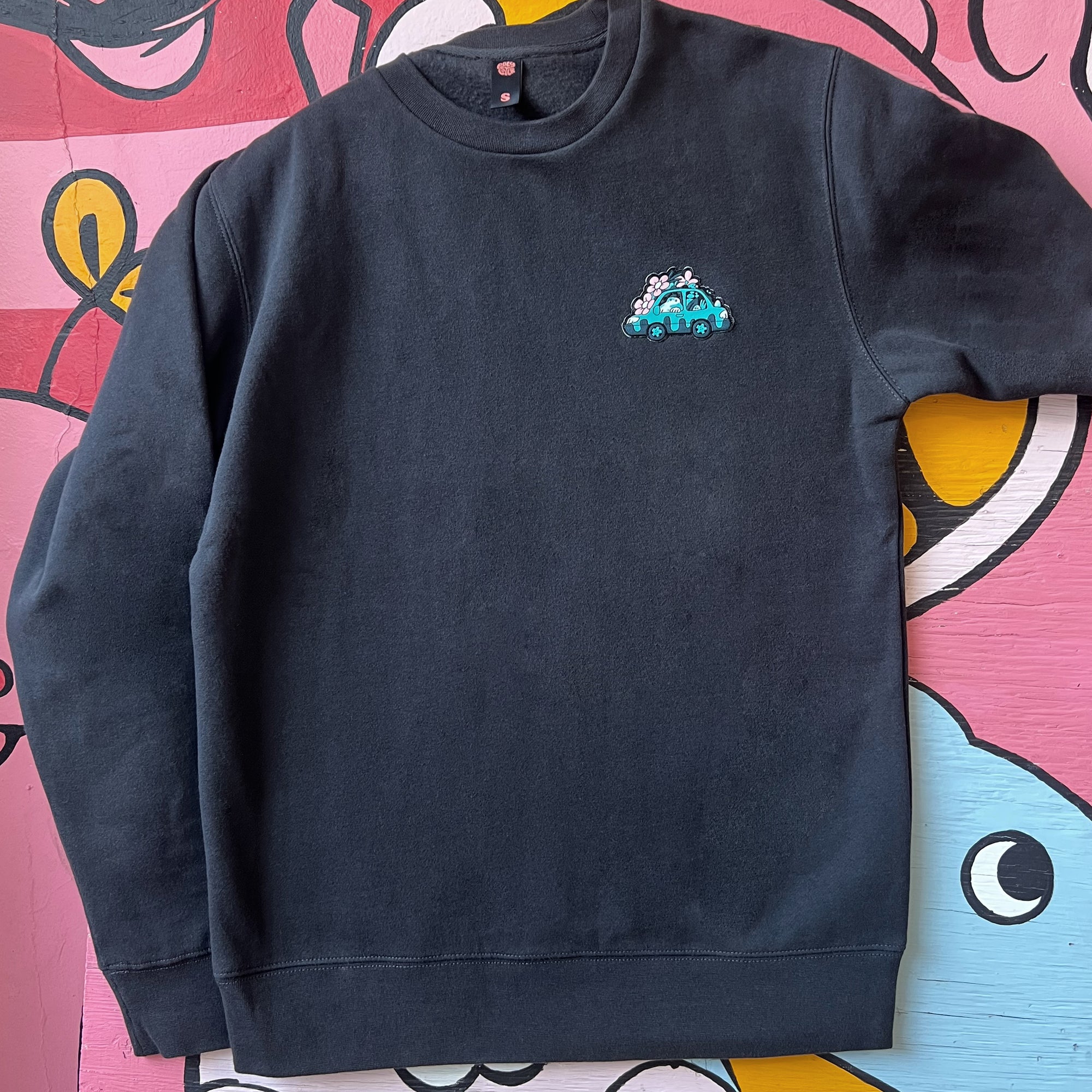 Garden Car patch crewneck fleece sweater