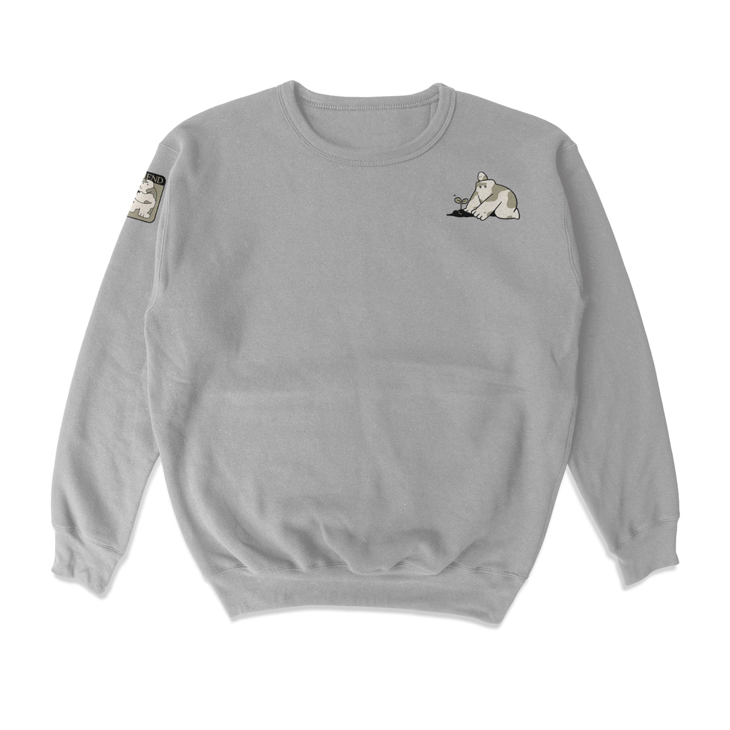 Friend patch crewneck fleece sweater grey