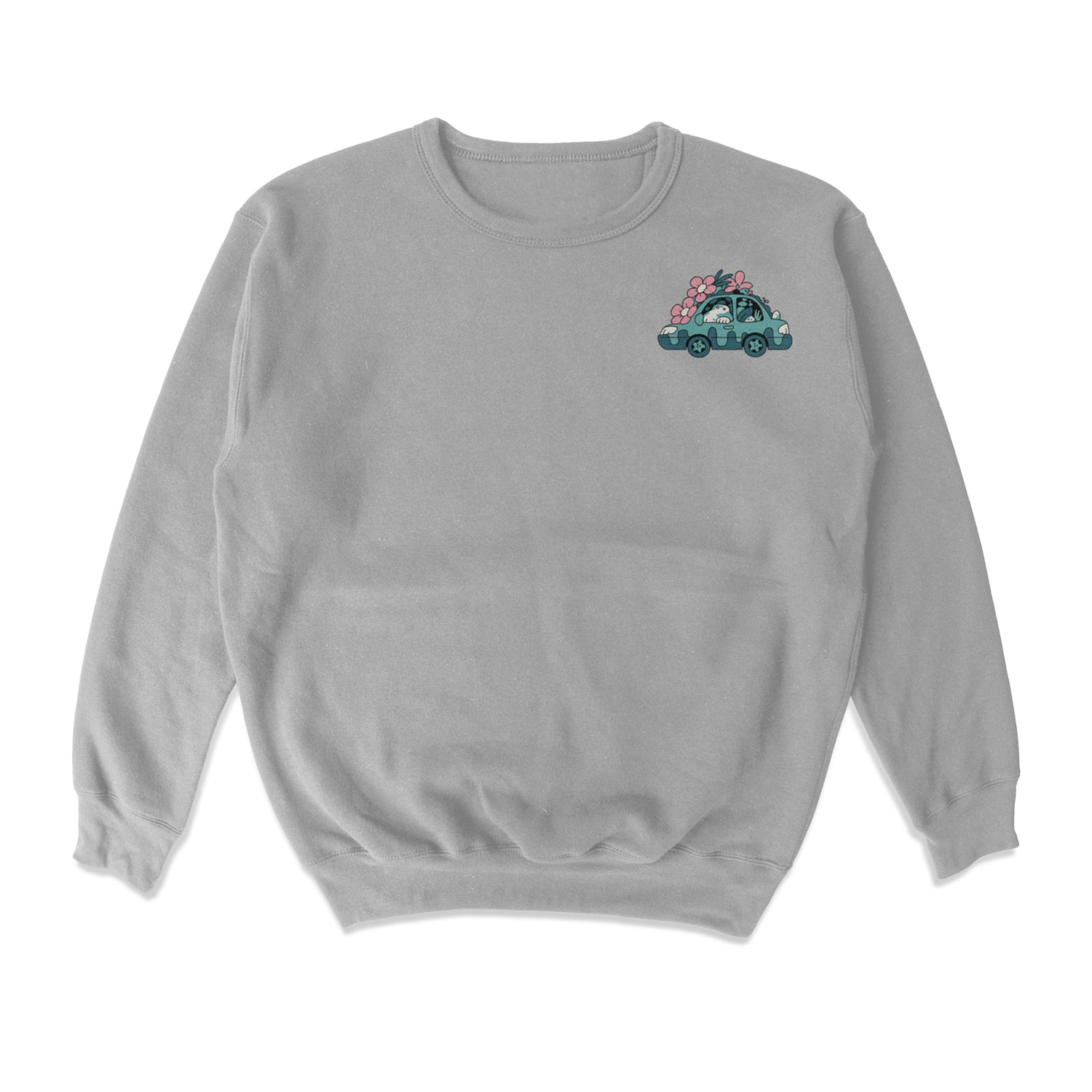 Garden Car patch crewneck fleece sweater grey
