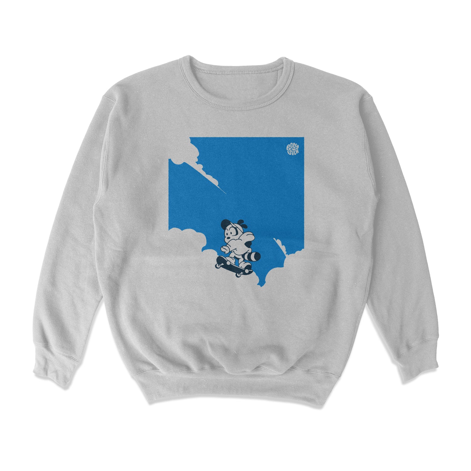 Skater in the clouds crewneck women's sweater