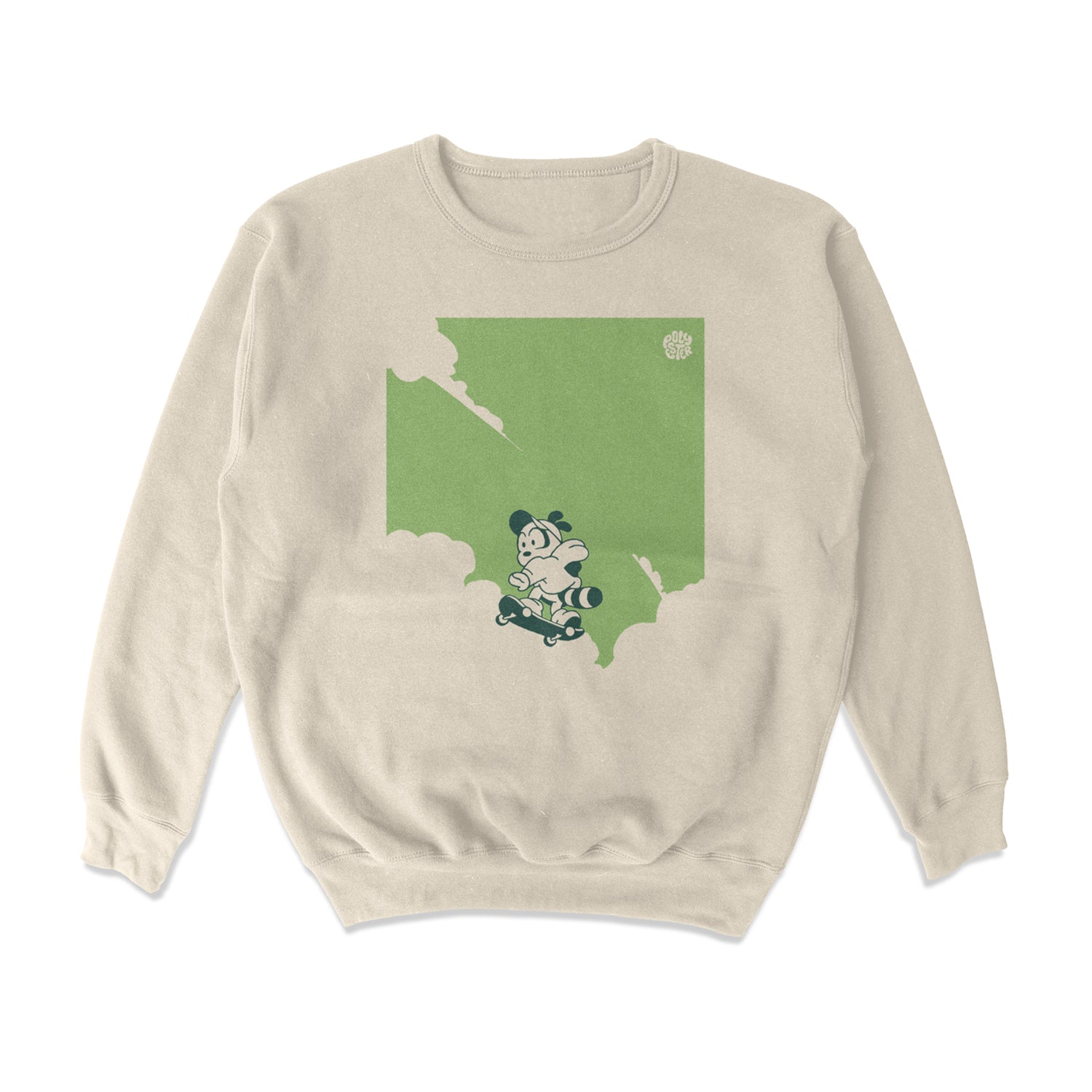 Skater in the clouds crewneck fleece sweater