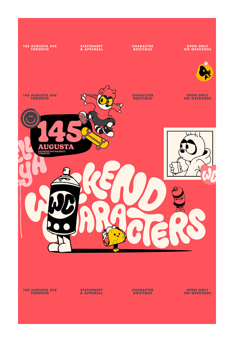 Weekend Characters mini print set