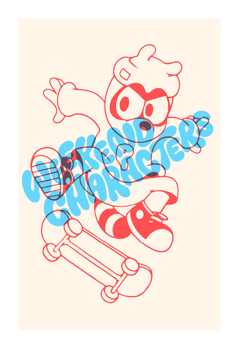 Weekend Characters mini print set