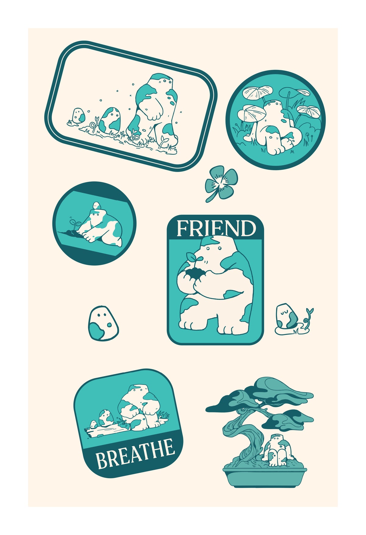 Set 4: Nature Friends mini print set