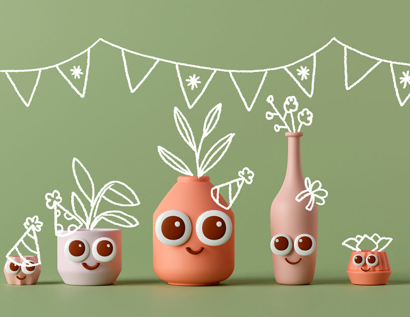 Plant Pots Birthday Greeting Card