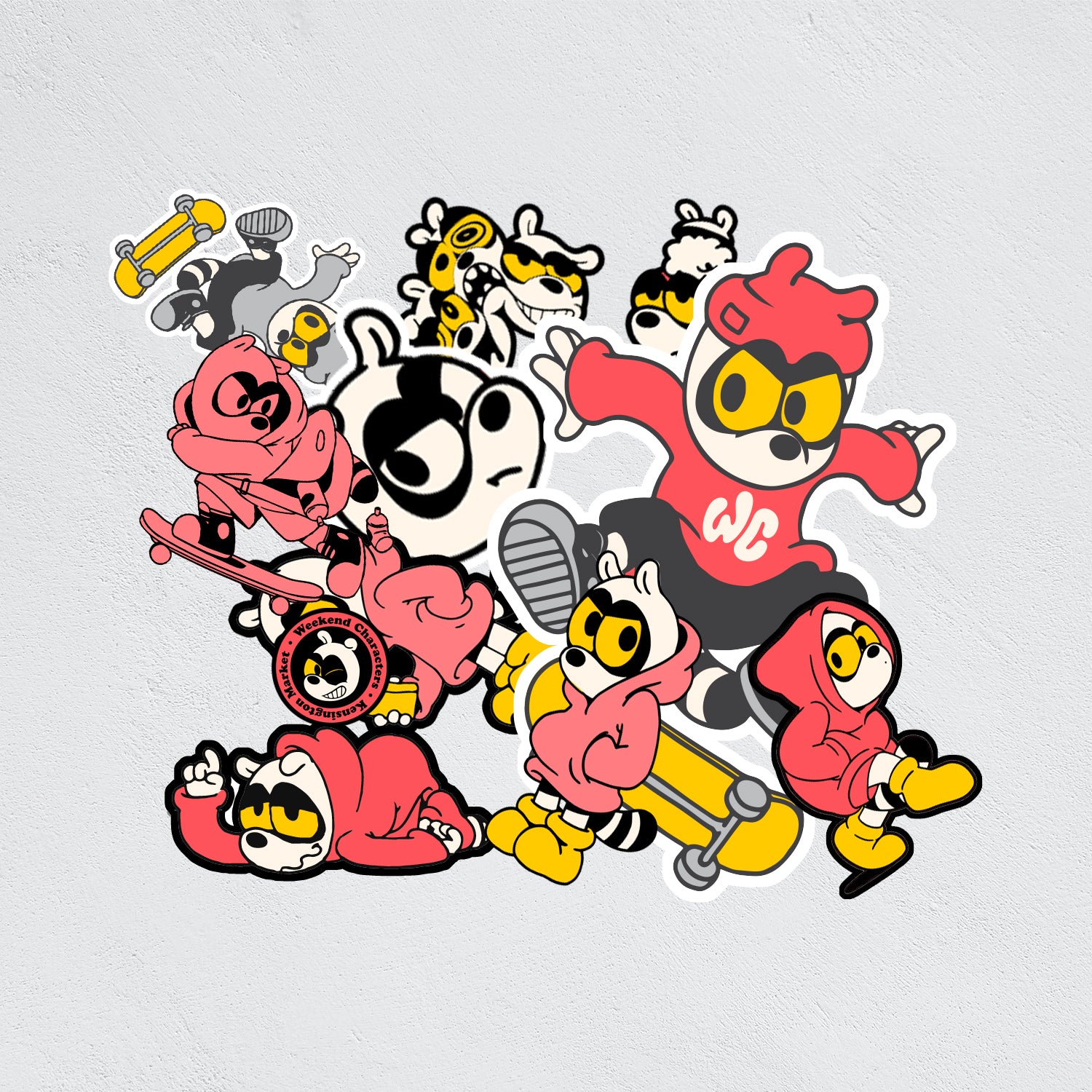 Sticker pack: Raccoon characters set