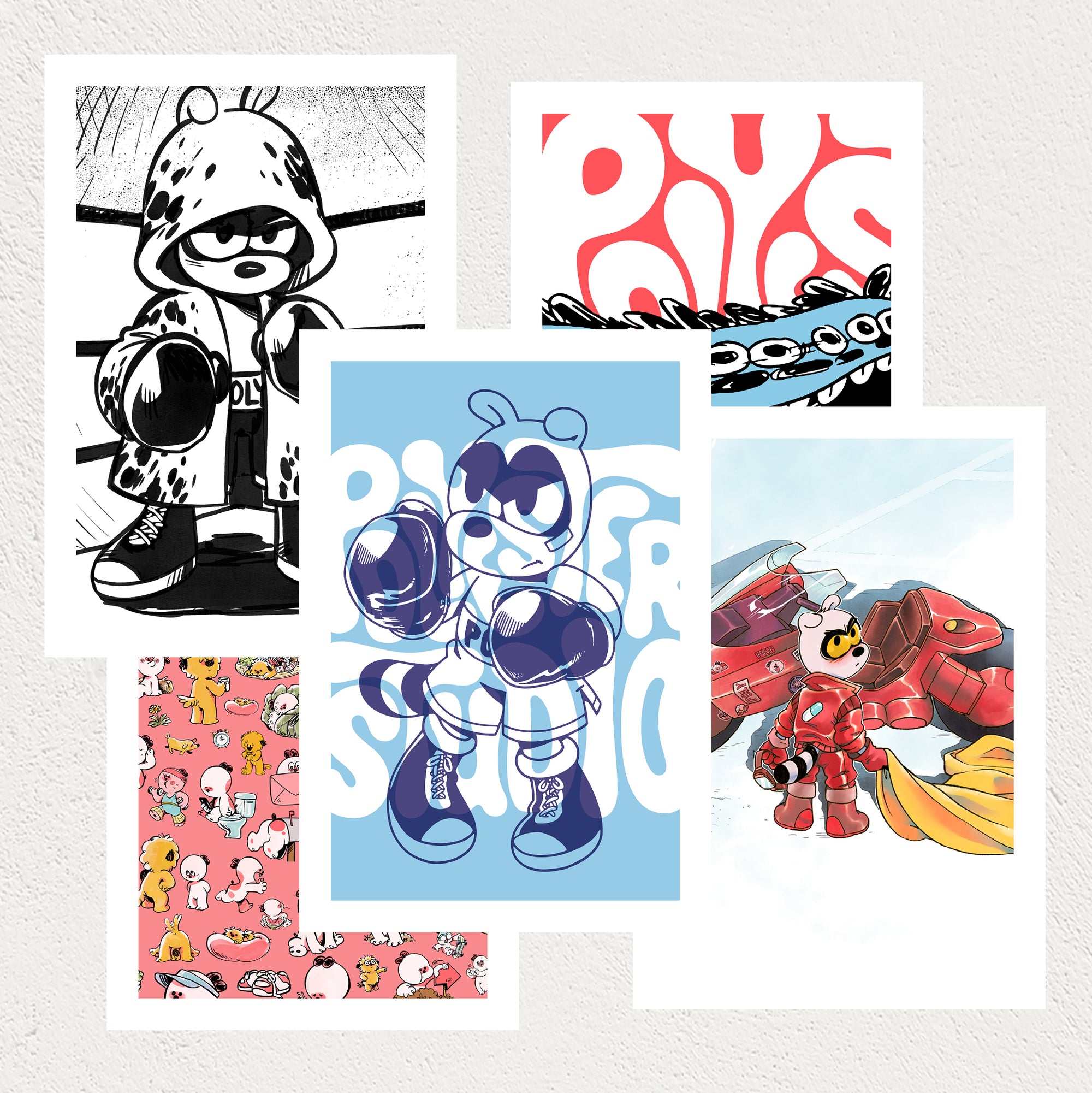 Weekend Characters mini print set