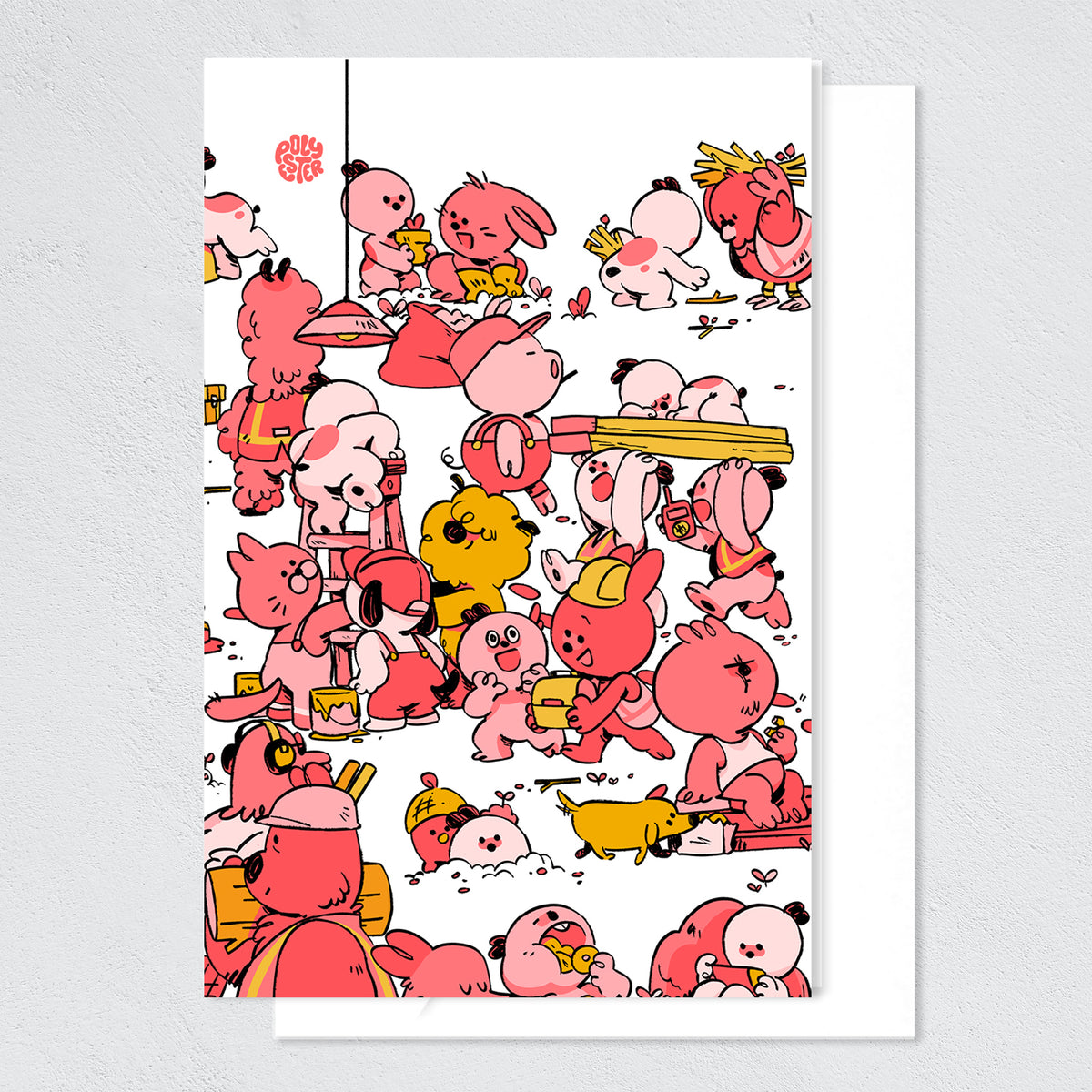 Working Crowd Greeting Card Large – Weekend Characters
