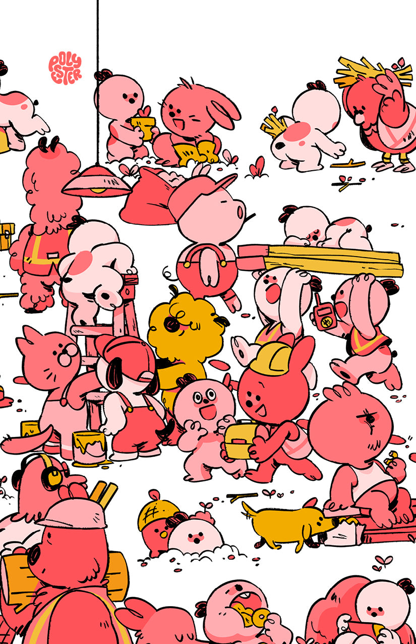 Working Crowd Greeting Card Large