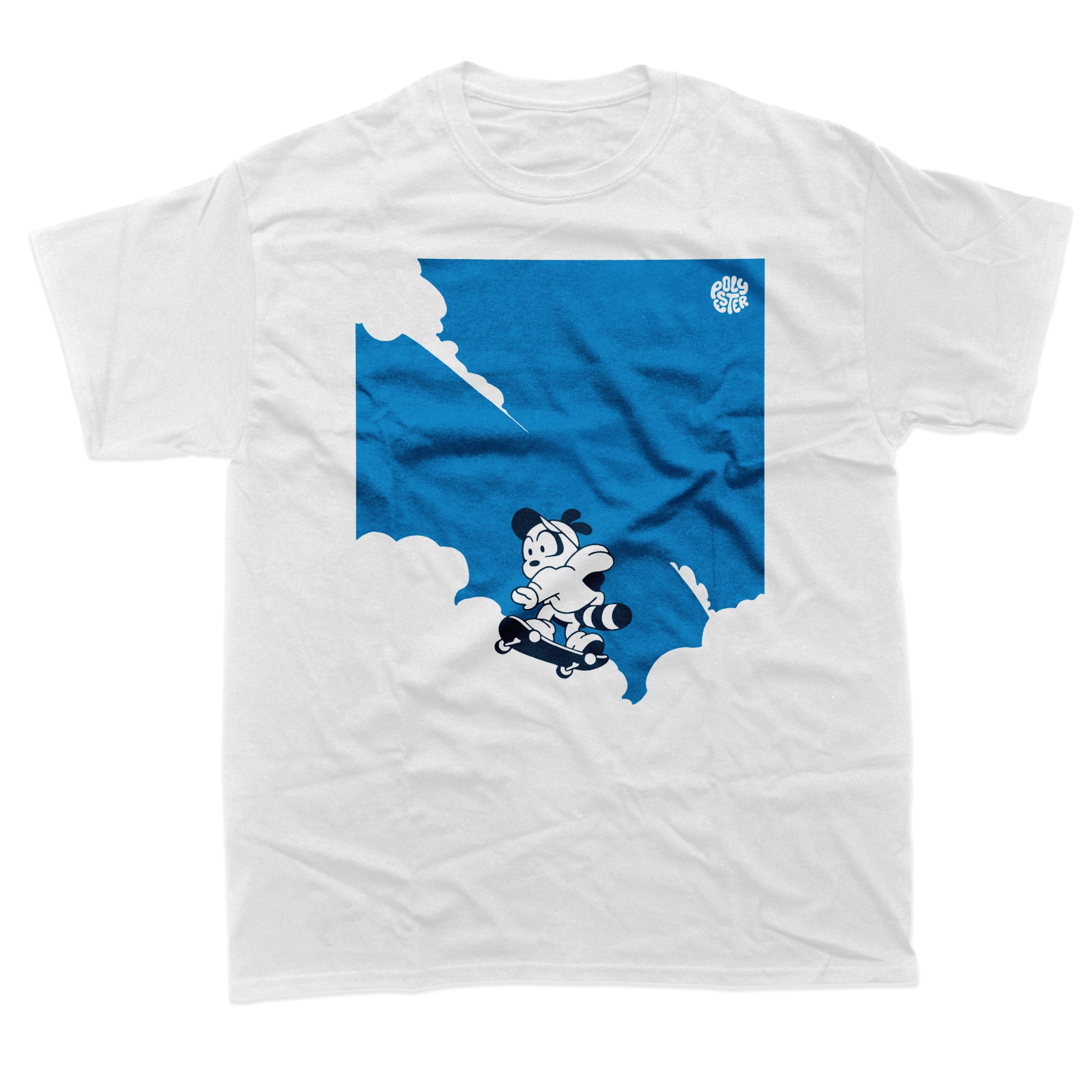 Raccoon Skater in Clouds T-Shirt