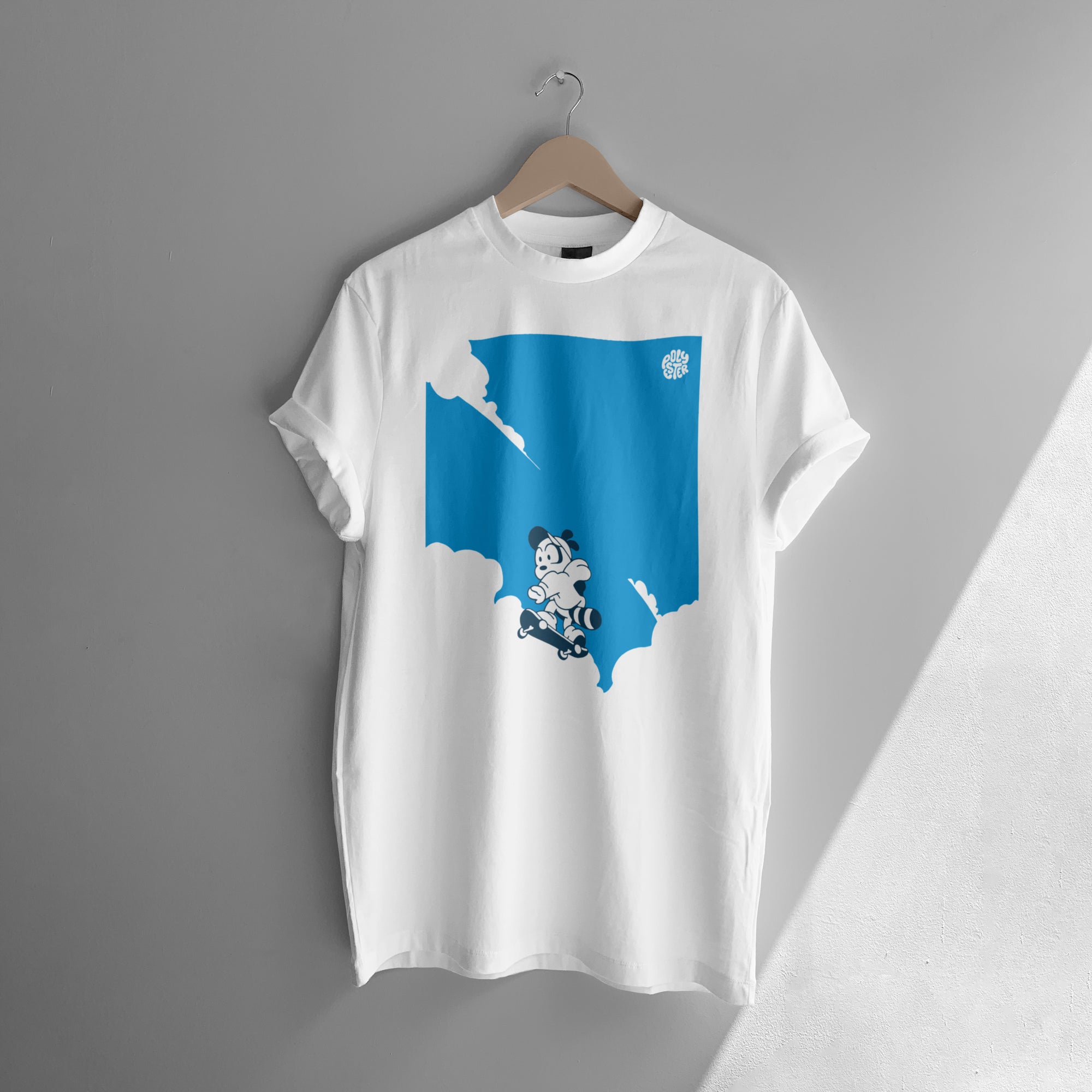 Raccoon Skater in Clouds T-Shirt